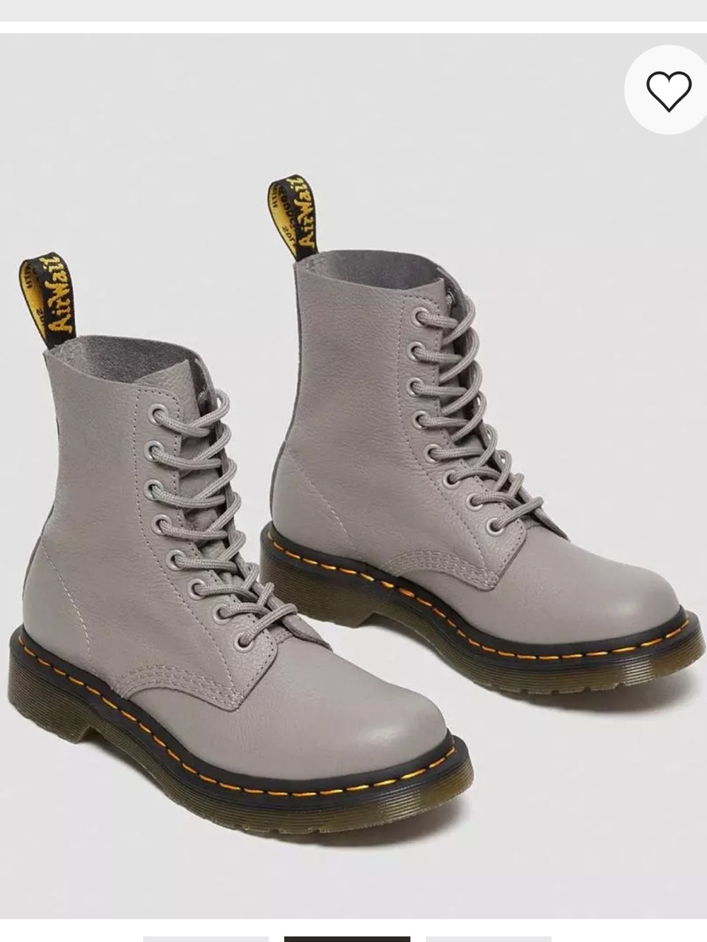 DOC MARTENS 1460 Pascal Virginia Gray Leather Lace-Up Boots